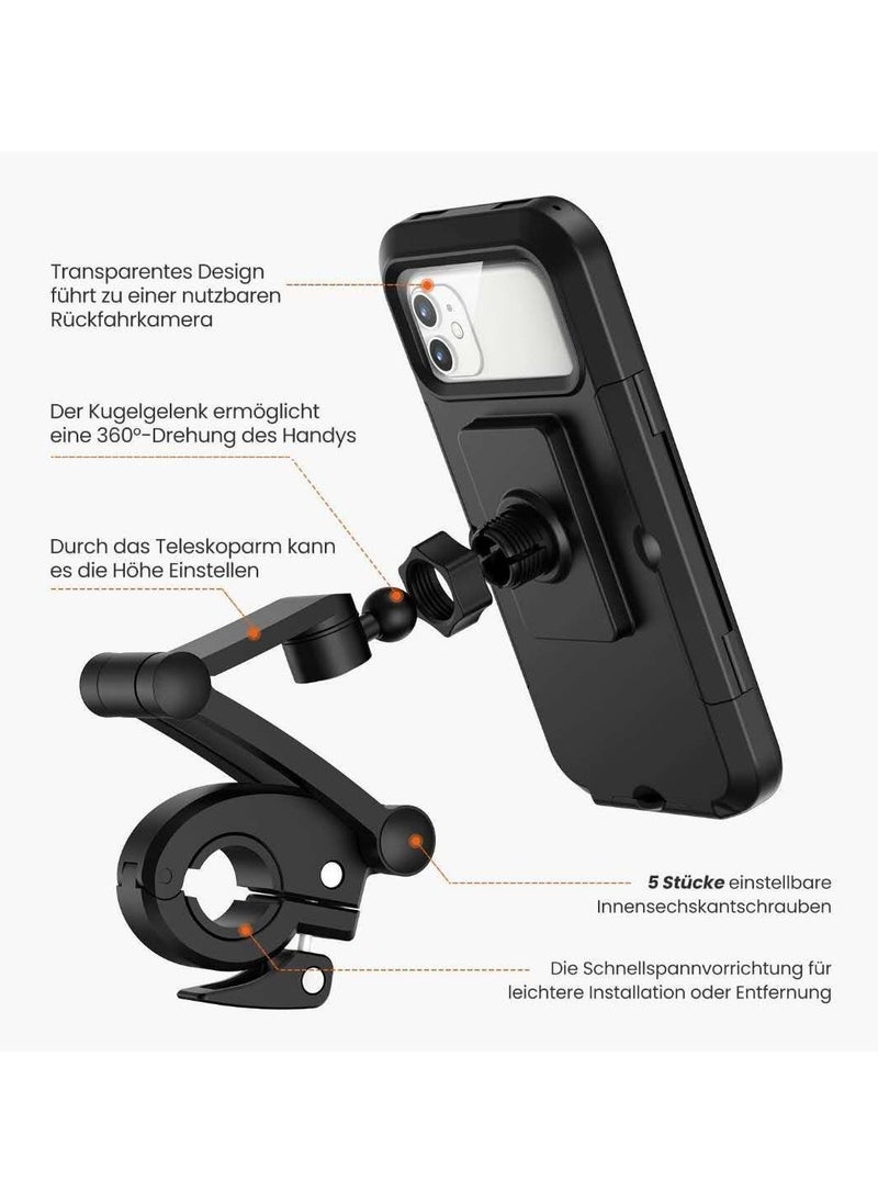 ELIKLIV ELIKLIV Waterproof Bike Phone Holder Handlebar Phone Holder Motorcycle Bike Shake Stabilization 360 Degree Rotation Motorcycle Phone Holder, Touch Screen Bike Phone Holder Waterproof, Motorcycle Handlebar Holder, Mountain Bike Phone Clip, Scooter Phone Holder Height Adjustable & 360° Rotation, Suitable for Any Smartphone GPS Navigation  - Image 5