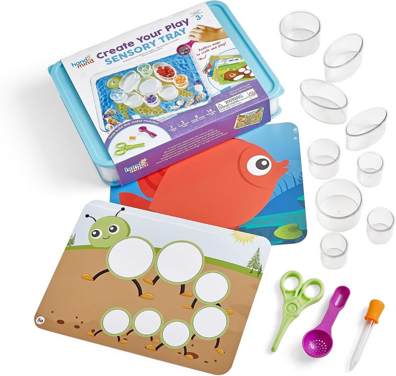 hand2mind Create Your Play Sensory Tray​, Loose Parts Play, Fine Motor Skills Toys for 3 Year Old, Scissor Skills, Occupational Therapy Tools, Sensory Trays with Lids, Preschool Learning Activities - Image 1
