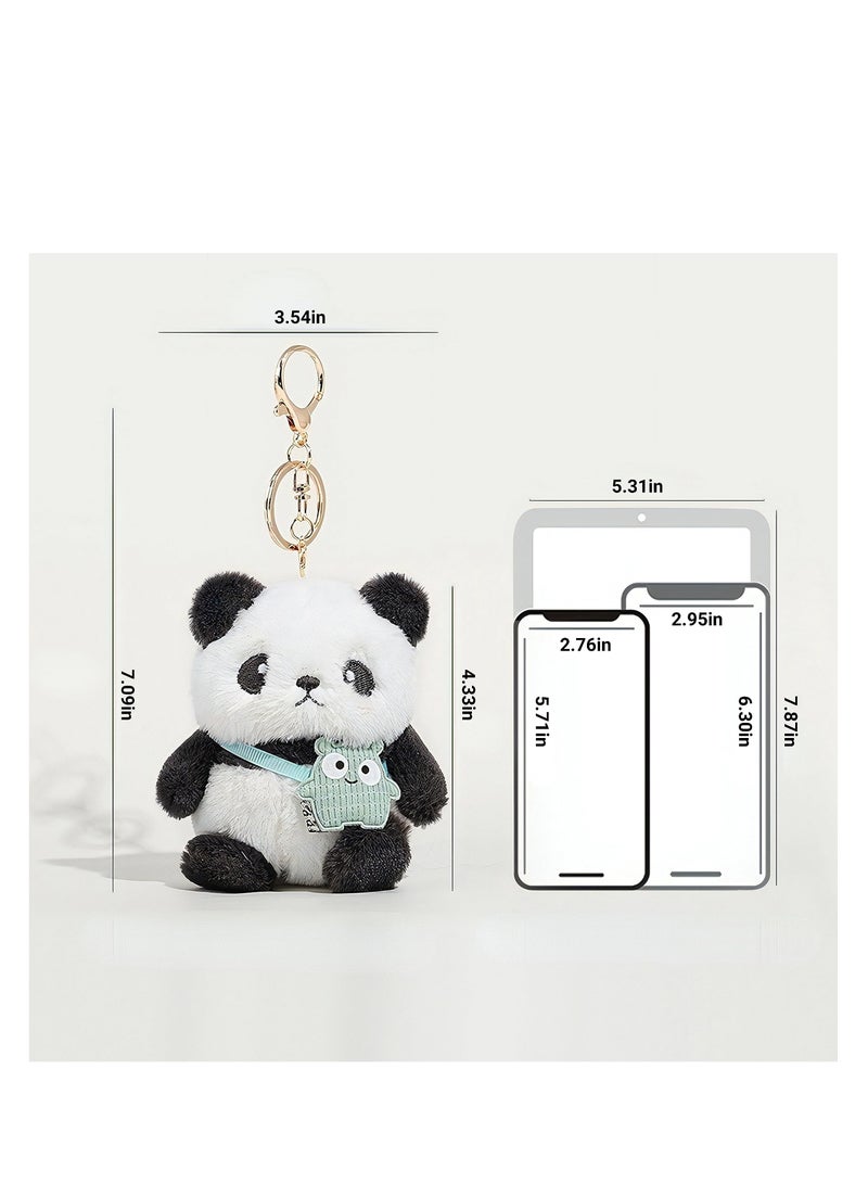 SOLARAE Panda Kawaii Plush Toy Keychain, 2PCS Fluffy and Soft Cute Pendant for Car Key Handbag Backpack Furry Animals Keyring, Convenient Snap Closure, Appropriate Size, Kids Gifts Couple Gifts Ideas - Image 3