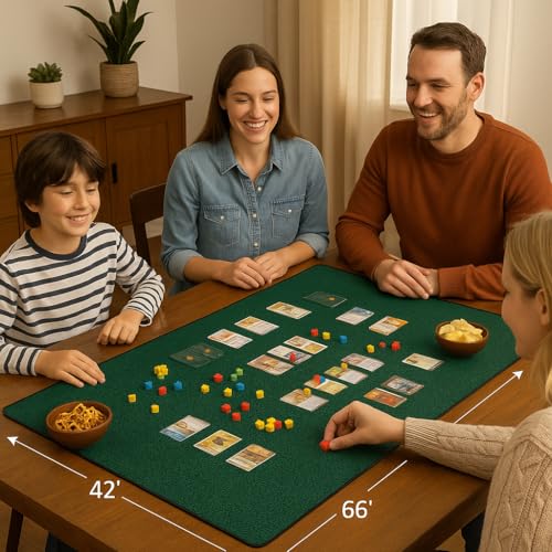 Feltectors 5mm Thickness Board Game Mat Black 42 x 66 Inches Super Cushioned Table Cover for Mahjong Poker Playing Cards Tile Games Dominoes Neoprene Gaming Playmat with Carrying Bag Green 42 x 66 Inches - Image 5