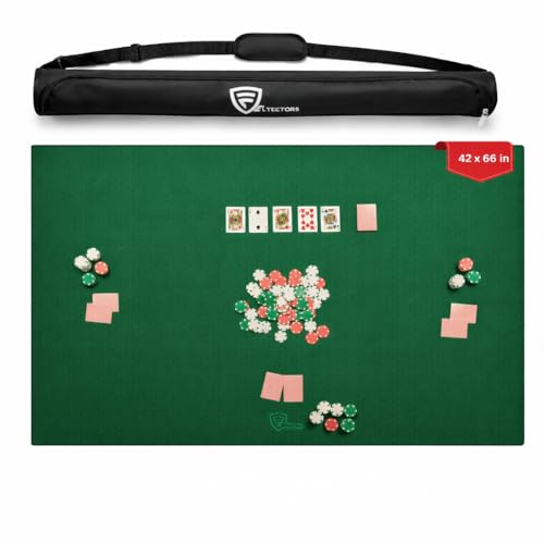 Feltectors 5mm Thickness Board Game Mat Black 42 x 66 Inches Super Cushioned Table Cover for Mahjong Poker Playing Cards Tile Games Dominoes Neoprene Gaming Playmat with Carrying Bag Green 42 x 66 Inches - Image 1