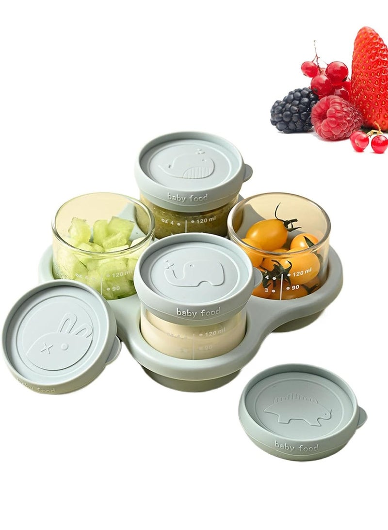 4 Pack Glass Baby Food Storage Containers with Lids, Microwavable Baby Food Storage Containers, Baby Food Freezer Tray, Glass Baby Food Jars - Image 2