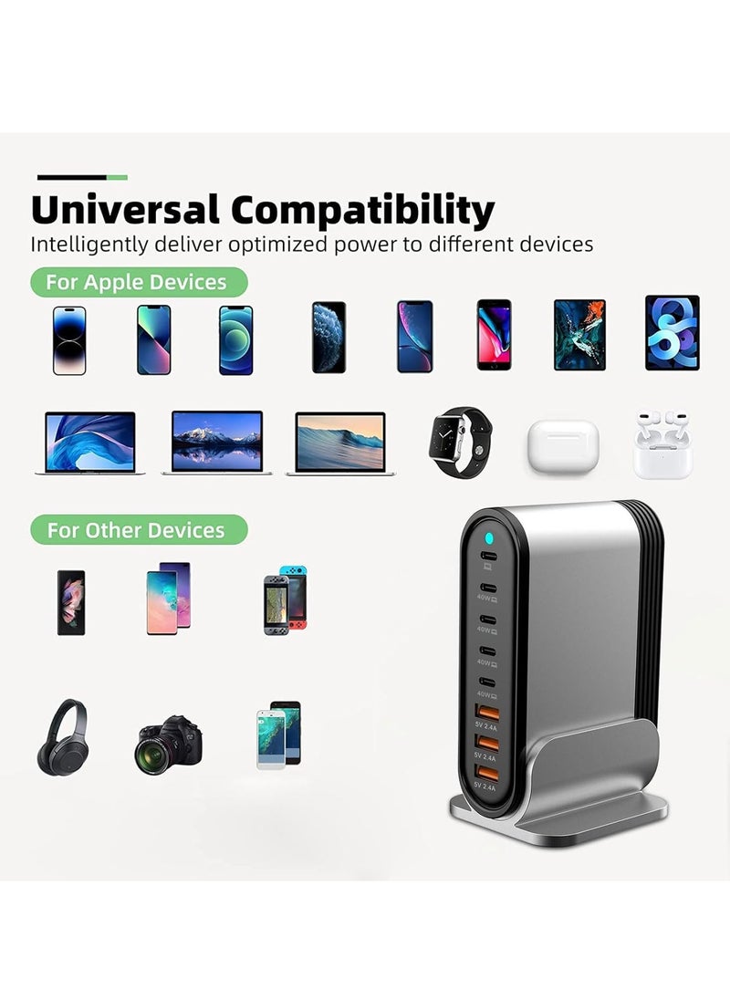 SYOSI - 285W 8-Port USB C PD Fast Charging Station - Wall Charger with 6ft Power Cable, Compatible with MacBook Pro, iPad Pro, iPhone 14/13/Mini/Pro/13Pro Max/12, Samsung Galaxy - Image 1