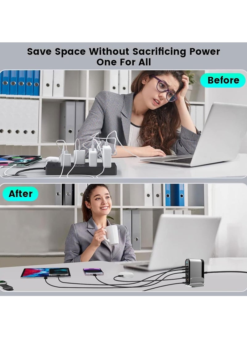 SYOSI - 285W 8-Port USB C PD Fast Charging Station - Wall Charger with 6ft Power Cable, Compatible with MacBook Pro, iPad Pro, iPhone 14/13/Mini/Pro/13Pro Max/12, Samsung Galaxy - Image 1