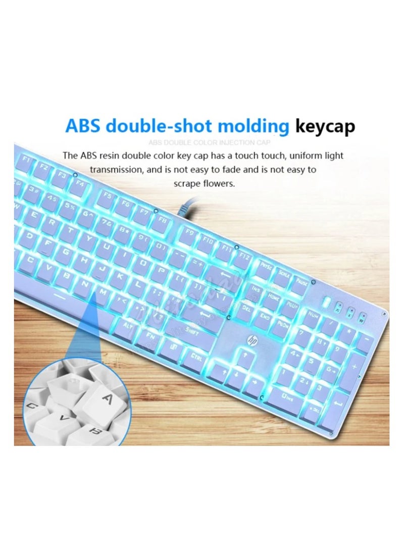 HP GK100F wired mechanical keyboard ice blue light axis white - Image 4