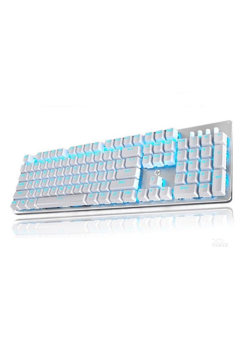 HP GK100F wired mechanical keyboard ice blue light axis white - Image 1