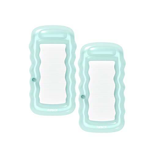FUNBOY Giant Inflatable Luxury Clear Mint Blue Mesh Lounger Water Hammock Pool Float, Perfect for a Summer Pool Party, Cup Holder, Bundle Pack of 2 - Image 5