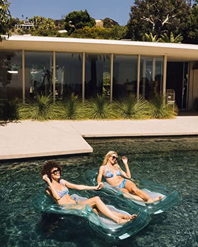 FUNBOY Giant Inflatable Luxury Clear Mint Blue Mesh Lounger Water Hammock Pool Float, Perfect for a Summer Pool Party, Cup Holder, Bundle Pack of 2 - Image 4