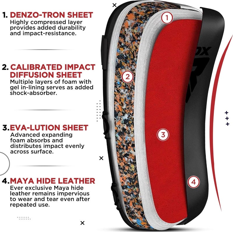 Rdx Muay Thai Pad for Training, Curved Kickboxing Kicking Strike Shield, Coaching Kick Boxing, MMA, Martial Arts, Karate, Taekwondo, Punching, Foot, Knee and Elbow Target (One Pad Only) - Image 4
