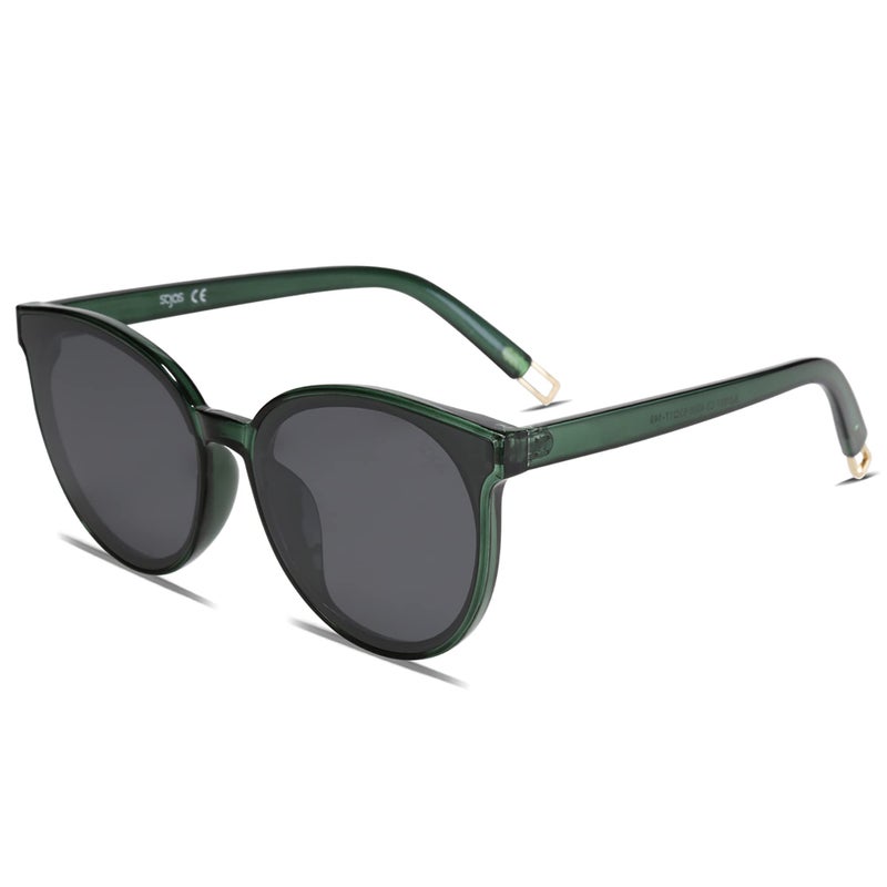 SOJOS Fashion Round Sunglasses for Women Men Oversized Vintage Shades SJ2057, Clear Green/Grey - Image 1