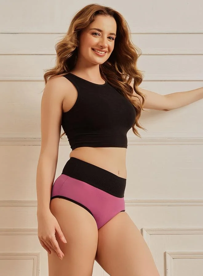 Clovia High Waist Tummy Tucker Hipster Panty- Cotton