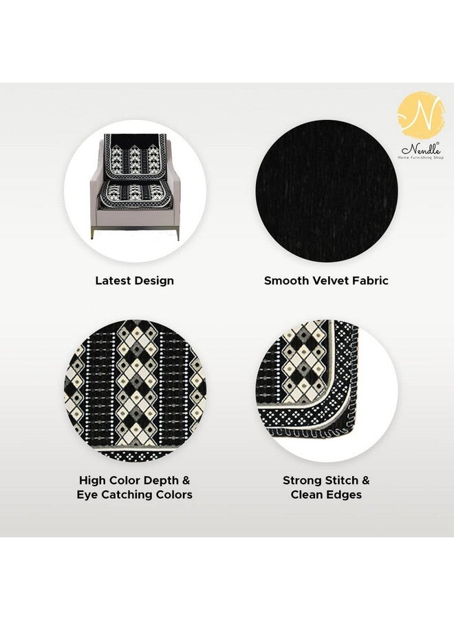 Nendle Luxurious Abstract Design Sofa Cover 3 Seater Velvet| 3 Seater Sofa Cover for Living Room, Drawing Room and Hall (Pack of 2, Black) - Image 3