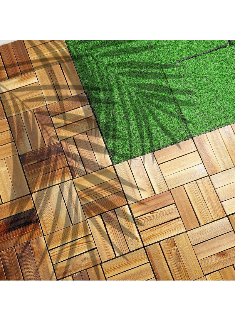 HOME TASTE Grass & Wood Interlocking Floor Tiles – Outdoor/Indoor Flooring Tiles for Balcony, Patio, Garden & Home Decor – Easy Snap-Lock Design, Weather-Resistant, Non-Slip  - Image 4