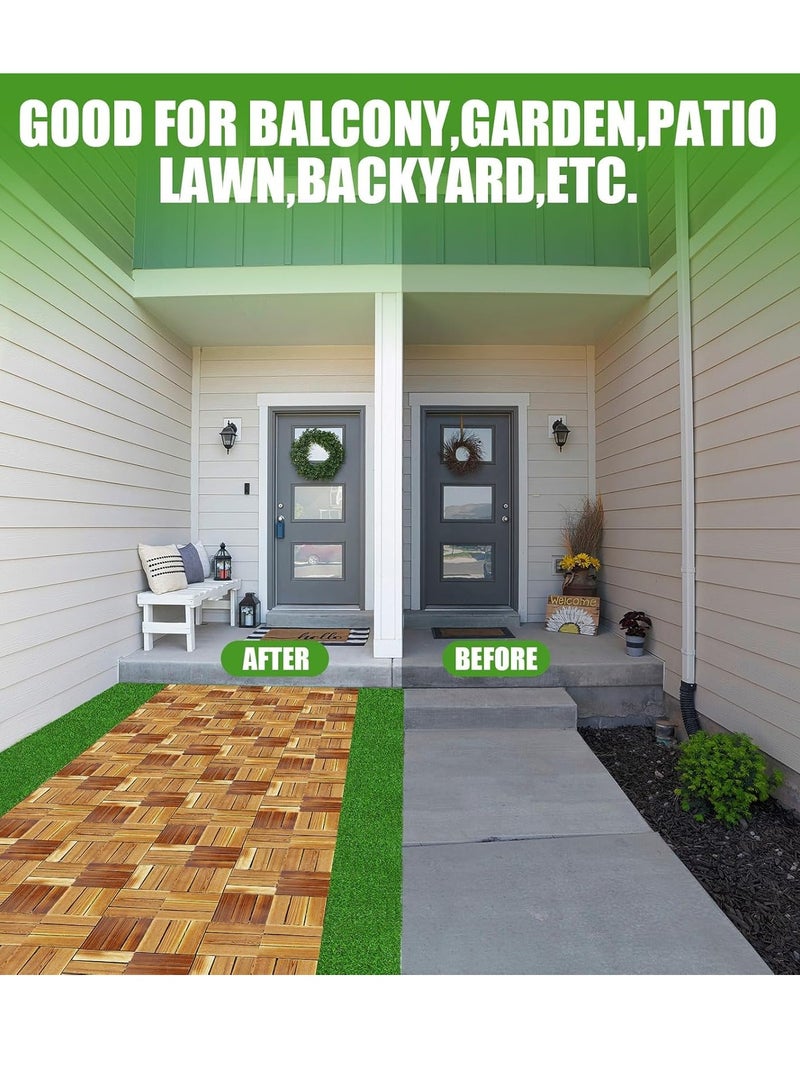 HOME TASTE Grass & Wood Interlocking Floor Tiles – Outdoor/Indoor Flooring Tiles for Balcony, Patio, Garden & Home Decor – Easy Snap-Lock Design, Weather-Resistant, Non-Slip  - Image 5