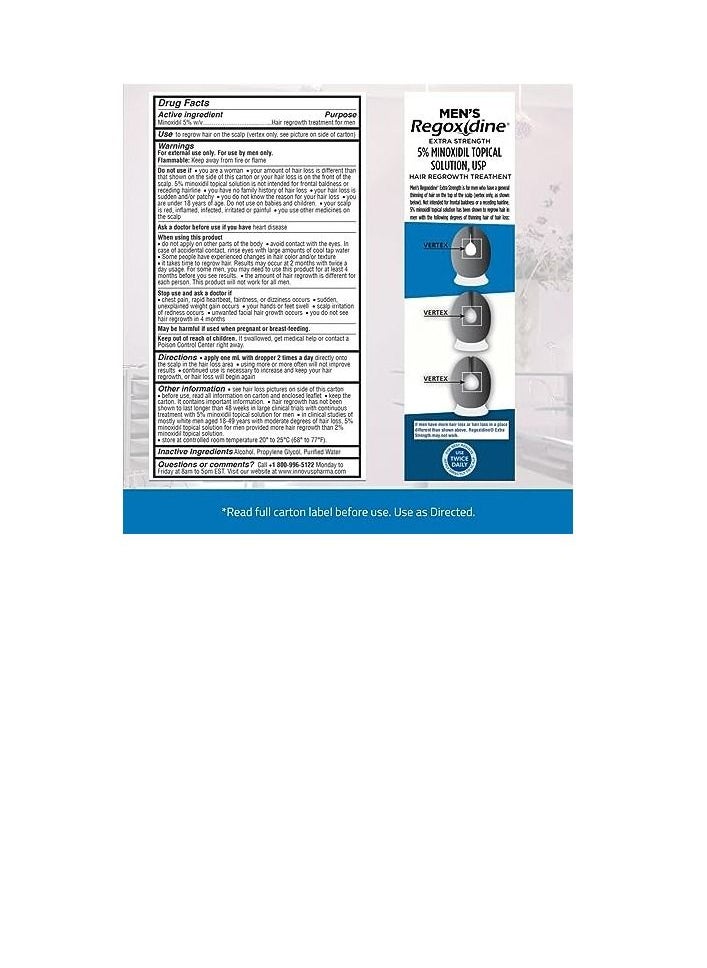 Regoxidine - Regoxidine Men's 5% Minoxidil Foam & Topical - Helps Restore Vertex Hair Loss & Thinning Hair - Extra Strength Supports Hair Regrowth in Unscented Topical Aerosol Treatment (Topical, 3 Month's Supply) - Image 1