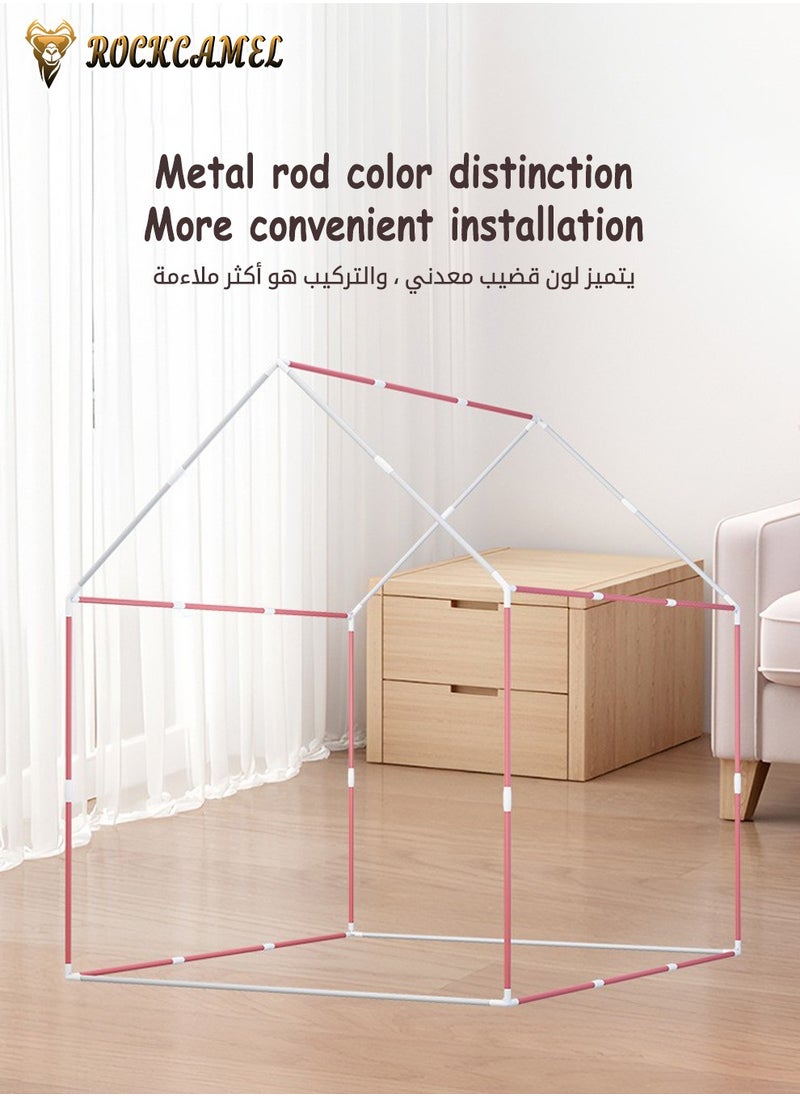 ROCKCAMEL Children's Tent With Metal Frame And Storage Bag, Indoor Boys And Girls Play House, Easy To Set Up And Fold, NO Light,Children's Birthday Holiday Gift, Kids Playhouse 120*100*130cm  - Image 4