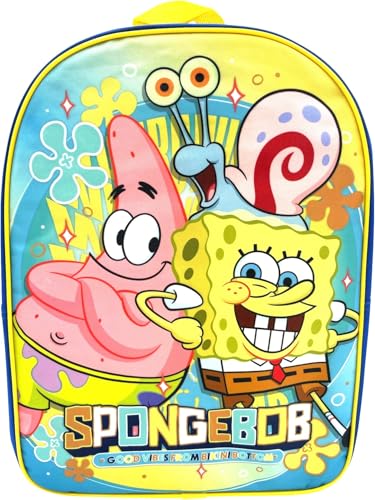 Ruz Sponge Bob 15" School Backpack (Blue-Blue-Yellow) - Image 1
