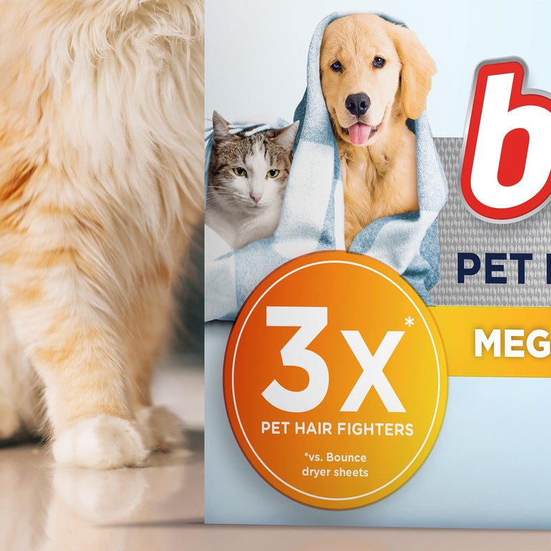 Bounce Pet Hair and Lint Guard Mega Dryer Sheets with 3X Pet Hair Fighters, Unscented, 130 Count - Image 4