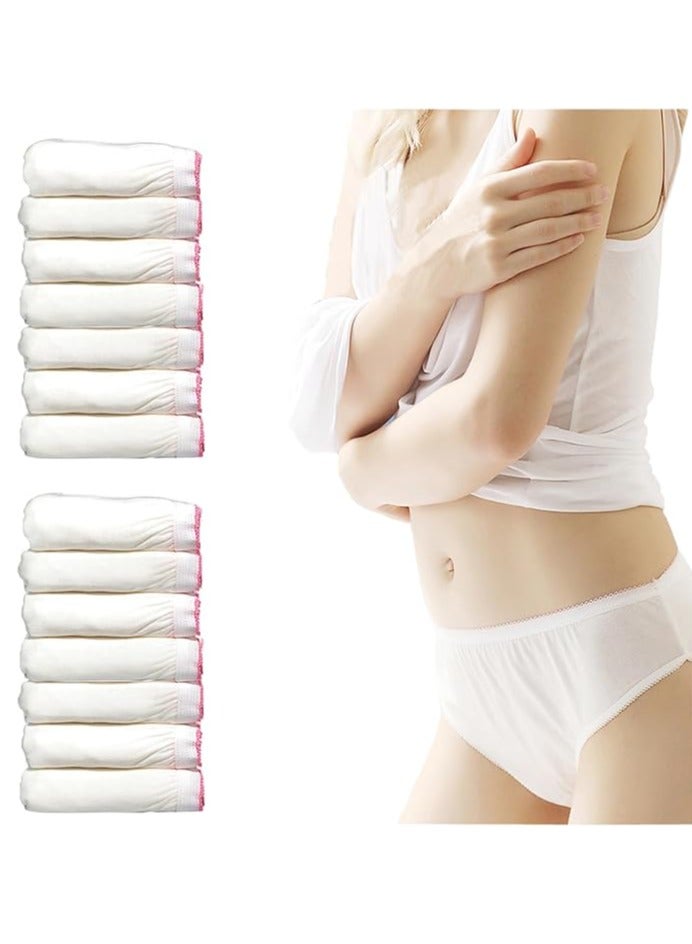 DUNISO 14 Pack Disposable Underwear For Women Cotton Women's Panties Ladies One Time Briefs Suitable For Postpartum Travel (White) - Image 1