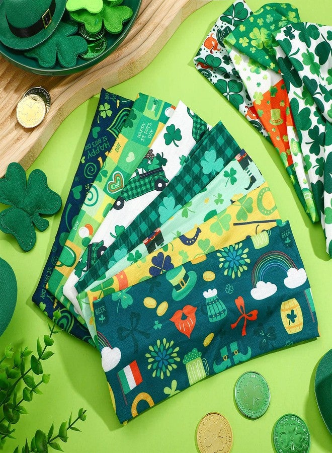 Giegxin 10 Pcs Halloween Headbands for Women Fall Thanksgiving Pumpkin Hair Band Notted Wide Elastic Hair Accessories for Holiday Gift(Shamrock) - Image 4