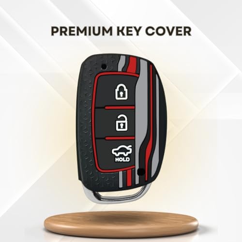 KEYCEPT Tristar Key Cover for Hyundai Grand i10 NIOS Asta| Venue| i20| Aura| Creta| Exter| i20 Elite| Verna 4s| i20 Active| Venue Sx| Elantra 3 Button Smart Key with Keychain. (Type 6, Black) - Image 4