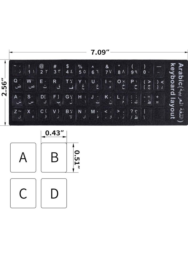 TLAXCA - 2PCS Arabic Keyboard Stickers, Arabic-English Keyboard Letters Replacement Stickers Black Background with White Font for Computer Laptop Notebook Desktop, Matte Arabic Keyboard Alphabet Stickers - Image 1