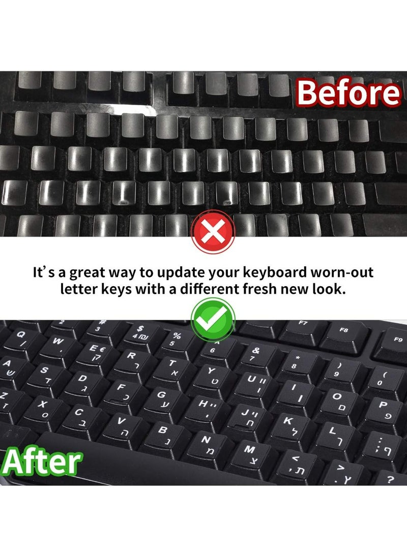 TLAXCA - 2PCS Arabic Keyboard Stickers, Arabic-English Keyboard Letters Replacement Stickers Black Background with White Font for Computer Laptop Notebook Desktop, Matte Arabic Keyboard Alphabet Stickers - Image 1