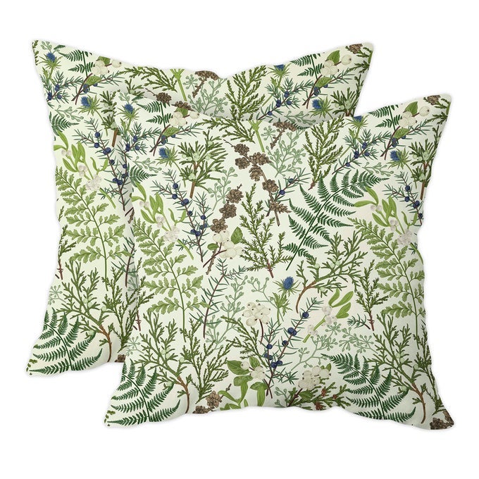 GREEN PLANT THROW PILLOW COVERS 18X18 INCH SET OF 2 SAGE GREEN BOTANICAL LEAF PILLOW COVERS VINTAGE FLORAL CUSHION COVER FARMHOUSE WATERPROOF DECOR FOR LIVING ROOM BEDROOM SOFA PATIO OUTDOOR