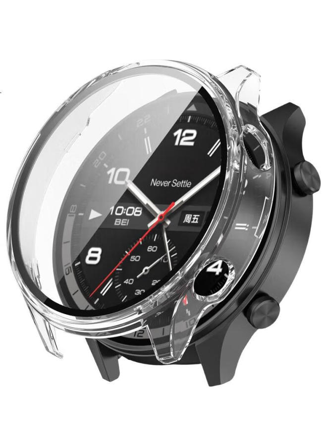 KMaxAI Compatible With Oneplus Watch 2 Protective Film + Case, All-In Full Coverage, Oneplus Watch Screen Protector & Protective Case, Anti-Fingerprint Hard Shell + Tempered Glass, Transparent - Image 2