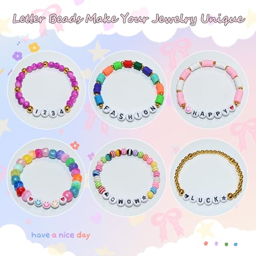 Looconi Amaney 1600pcs Acrylic Letter Beads - 4x7mm White, A-Z 31 Styles for Jewelry Making Bracelets, Necklaces, Key Chains - Image 5
