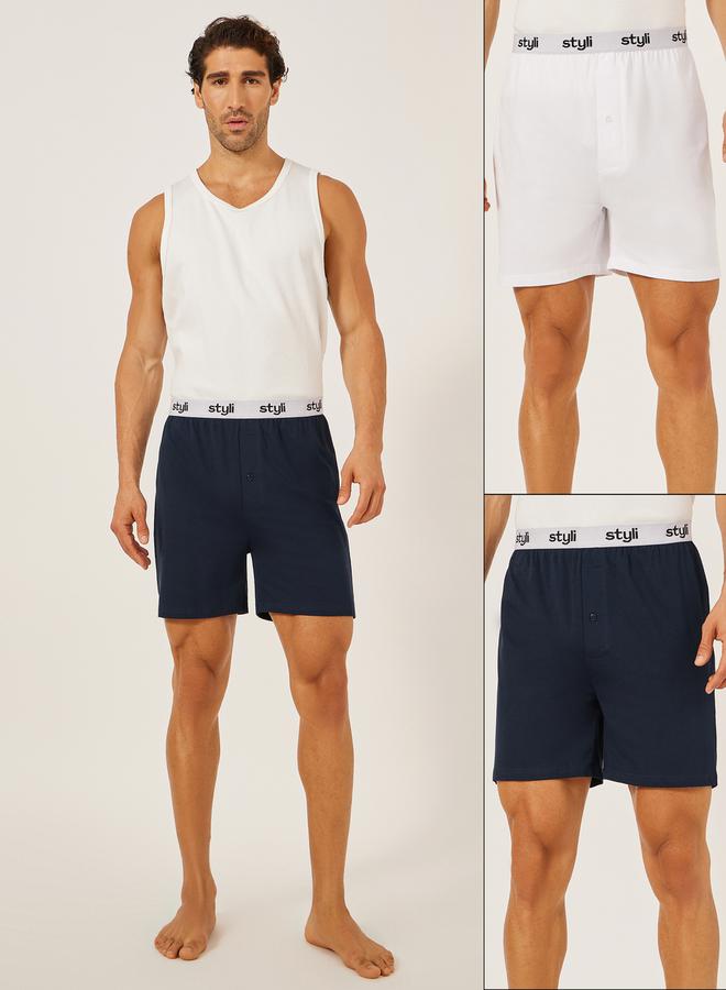 Styli Pack of 2 - Knitted Boxer With Elasticated Waistband  - Image 1