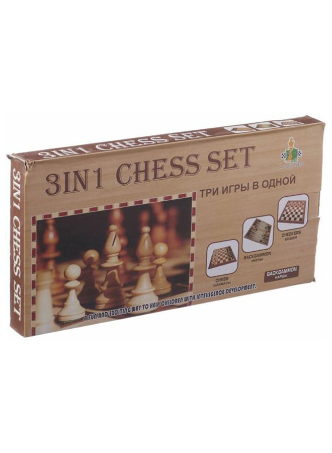لعبة شطرنج لوحية 3 في 1 متوسطةُ الحجم.