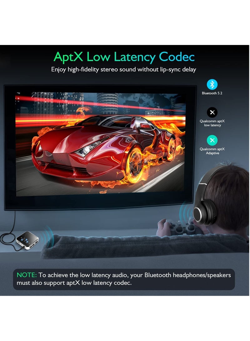 KASTWAVE Bluetooth 5.2 Transmitter Receiver for TV to Wireless Headphones,Speakers, APTX Adaptive,HD,Low Latency Wireless 3.5mm AUX Audio Adapter for PC ,Car ,Gym, Home Stereo System, 15hrs Playtime, Dual Link - Image 3