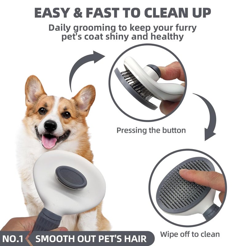KUEIOX 6-in-1 Grey Pet Grooming Kit: Hair Brush, Towel, Washing Gloves, Slicker Brush, and Shampoo Scrubber for Dogs and Cats - Image 2
