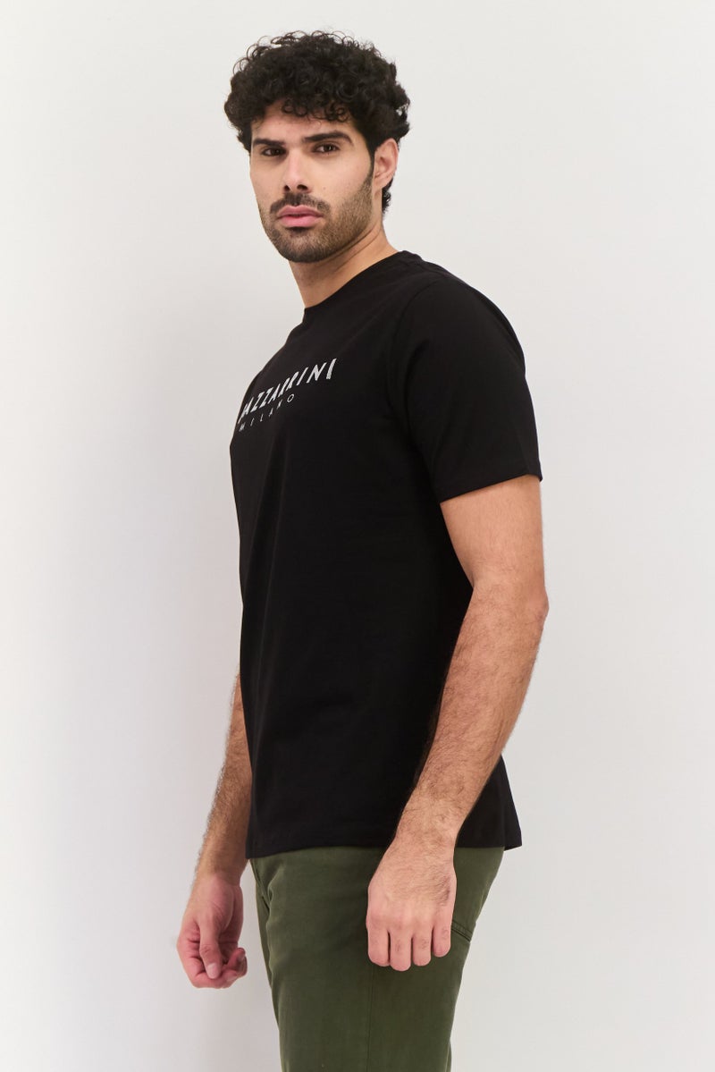 Gazzarrini تي شيرت رجالي بأكمام قصيرة وياقة دائرية، أسود - Image 3