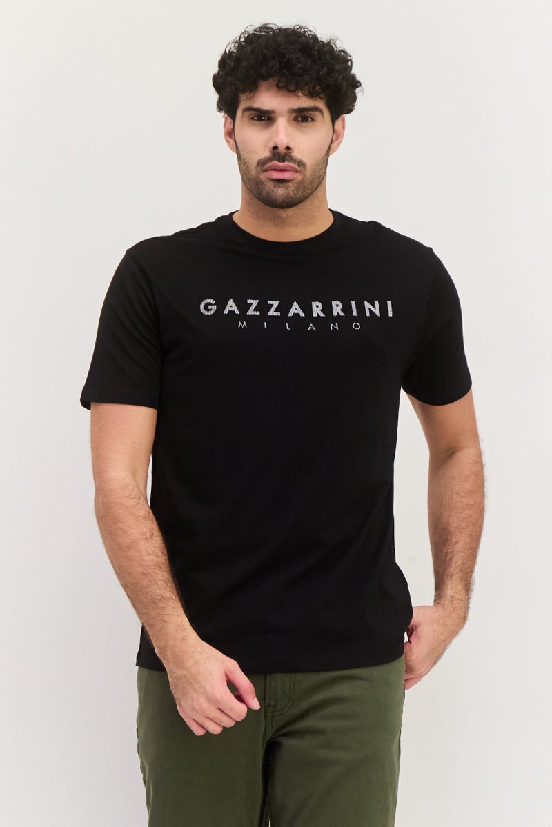 Gazzarrini تي شيرت رجالي بأكمام قصيرة وياقة دائرية، أسود - Image 1
