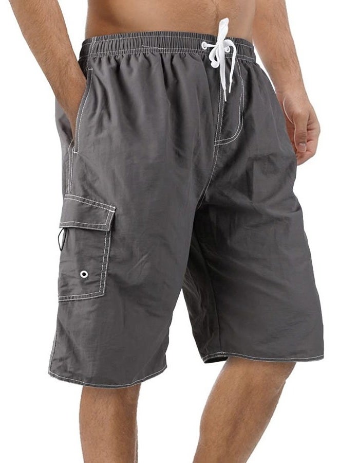 Srnede Mens Swimming Trunks Swim Trunks Quick Dry Swim Shorts with Mesh Lining Funny Swimwear Bathing Suits, Grey, L - Image 1