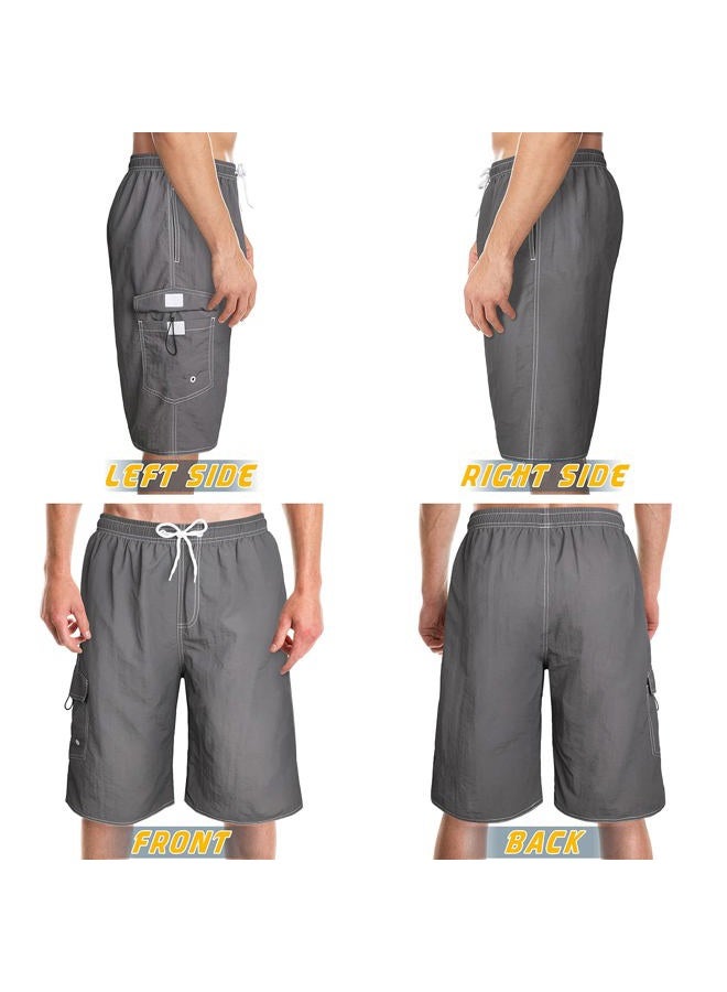 Srnede Mens Swimming Trunks Swim Trunks Quick Dry Swim Shorts with Mesh Lining Funny Swimwear Bathing Suits, Grey, L - Image 2