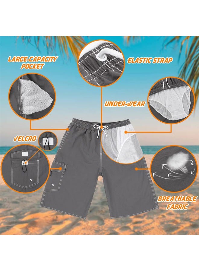 Srnede Mens Swimming Trunks Swim Trunks Quick Dry Swim Shorts with Mesh Lining Funny Swimwear Bathing Suits, Grey, L - Image 4