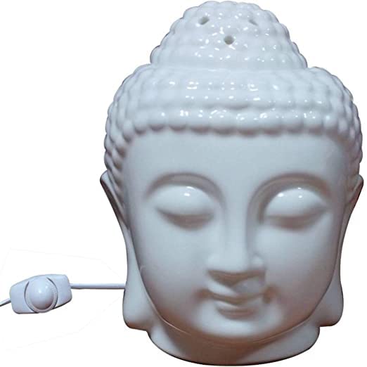 PeepalComm Ceramic Electric Buddha Aroma Diffuser Home Fragrance Night Lamp Light with 2 Lavender Aroma Oil of 10ml Each for Home Office Hotel Spa 10x10x14cm White - Image 3