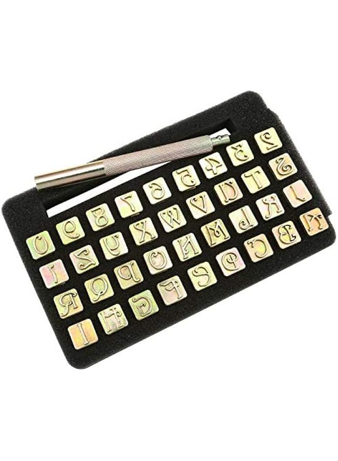 37-Piece Leather Stamping Tool Set with 26 Alphabet & 10 Numbers Steel Punch Stamps 9mm + 1 Stamping Handle for Leather Craft  - Image 2