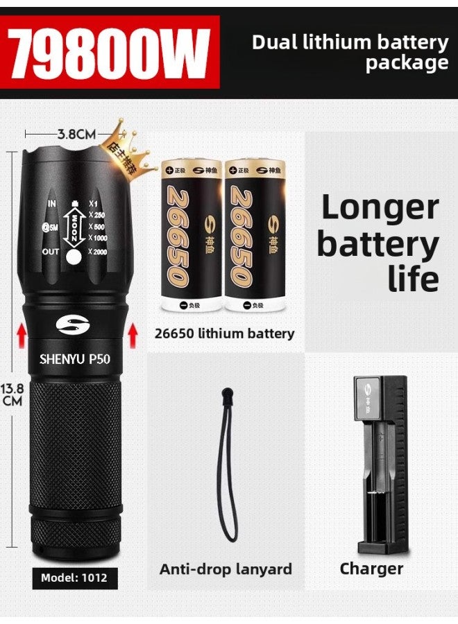 Flashlight Rechargeable Outdoor Ultra-bright Long-range Small Mini Portable Household Durable Xenon Led Lamp 