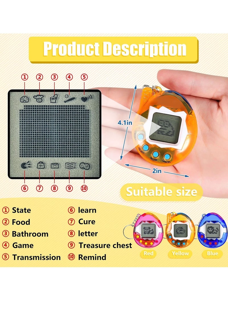 Excefore Virtual Pets Keychain Nostalgic Virtual Electronic Digital Pets Keychain Game Keyring Retro Handheld Game Machine Electronic Toys with 1 Piece Screwdriver - Image 2