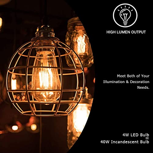 Gesto 4W E27 E26 Base Edison Bulb | 15000 Light Hours | Hanging LED Warm White 2700K Antique Vintage Filament Bulbs (Pack of 8) - Image 5