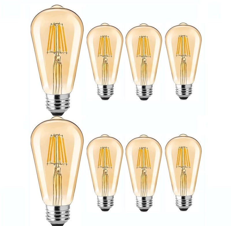 Gesto 4W E27 E26 Base Edison Bulb | 15000 Light Hours | Hanging LED Warm White 2700K Antique Vintage Filament Bulbs (Pack of 8) - Image 1