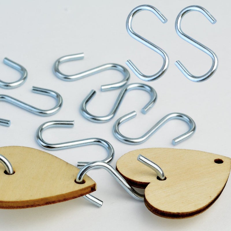 Nydotd 180 Pcs 1 Inch S Hook Connectors, Mini Metal S-Shaped Wire Hook Hangers Christmas Ornament Hooks for DIY Crafts, Hanging Jewelry, Key Chain Ring and Tags, Pet Name Tag, Wood Circles - Image 5