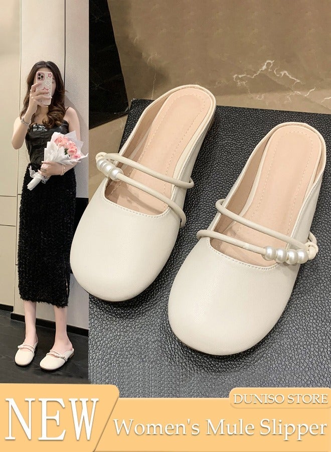 DUNISO Mule Slippers for Women Slingback Flat Pointed Mules Closed Toe Sandals Comfortable Women Slippers Backless Slip On Loafer Shoes - Image 1