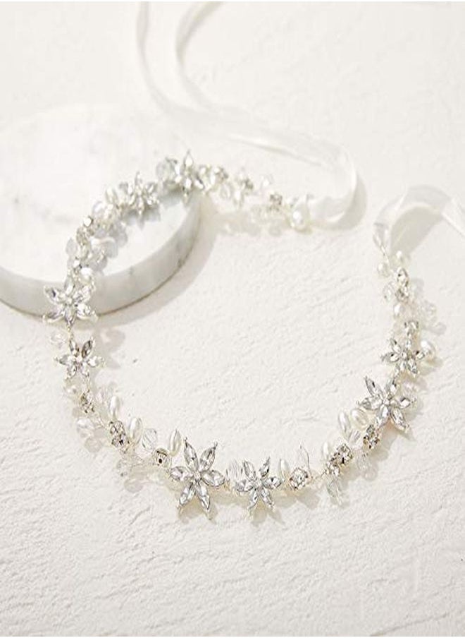 SWEETV Silver Flower Girl Headpiece For Wedding Crystal Floral Girls Headband Princess Hair Accessories For Birthday Party, First Communion  - Image 5