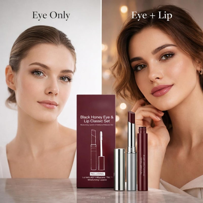 Brown Eye & Lip Makeup Set, Waterproof Curling Mascara and Tinted Lip Balm Duo, Long-Wear Natural Color, Smooth Creamy Finish, Everyday Makeup Kit for Women - Image 5