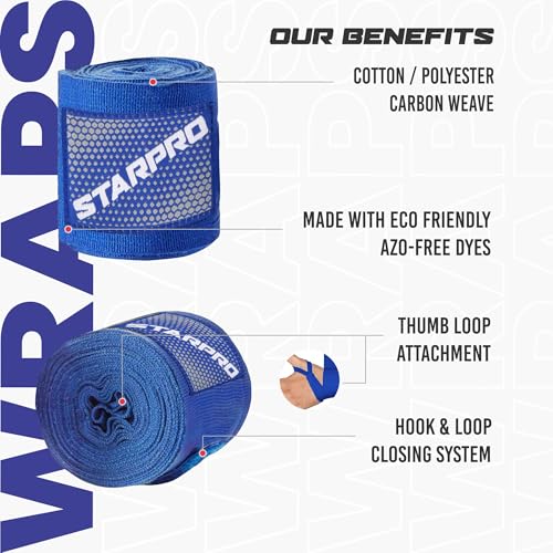 Starpro Boxing Hand Wraps 2.5m & 4.5m – Mexican Style Wrist Wraps with Thumb Loop – Elastic Hand Wraps for Boxing Kickboxing MMA for Men & Women - Image 3